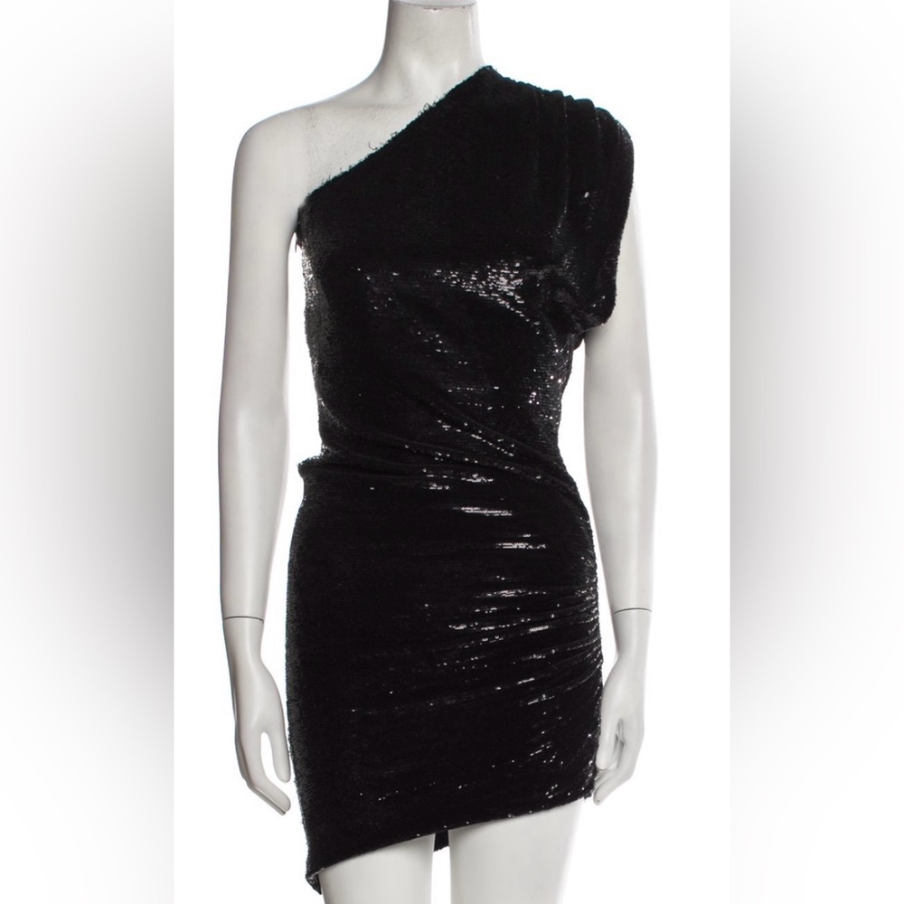 IRO Black One Shoulder Sequin Dress XS